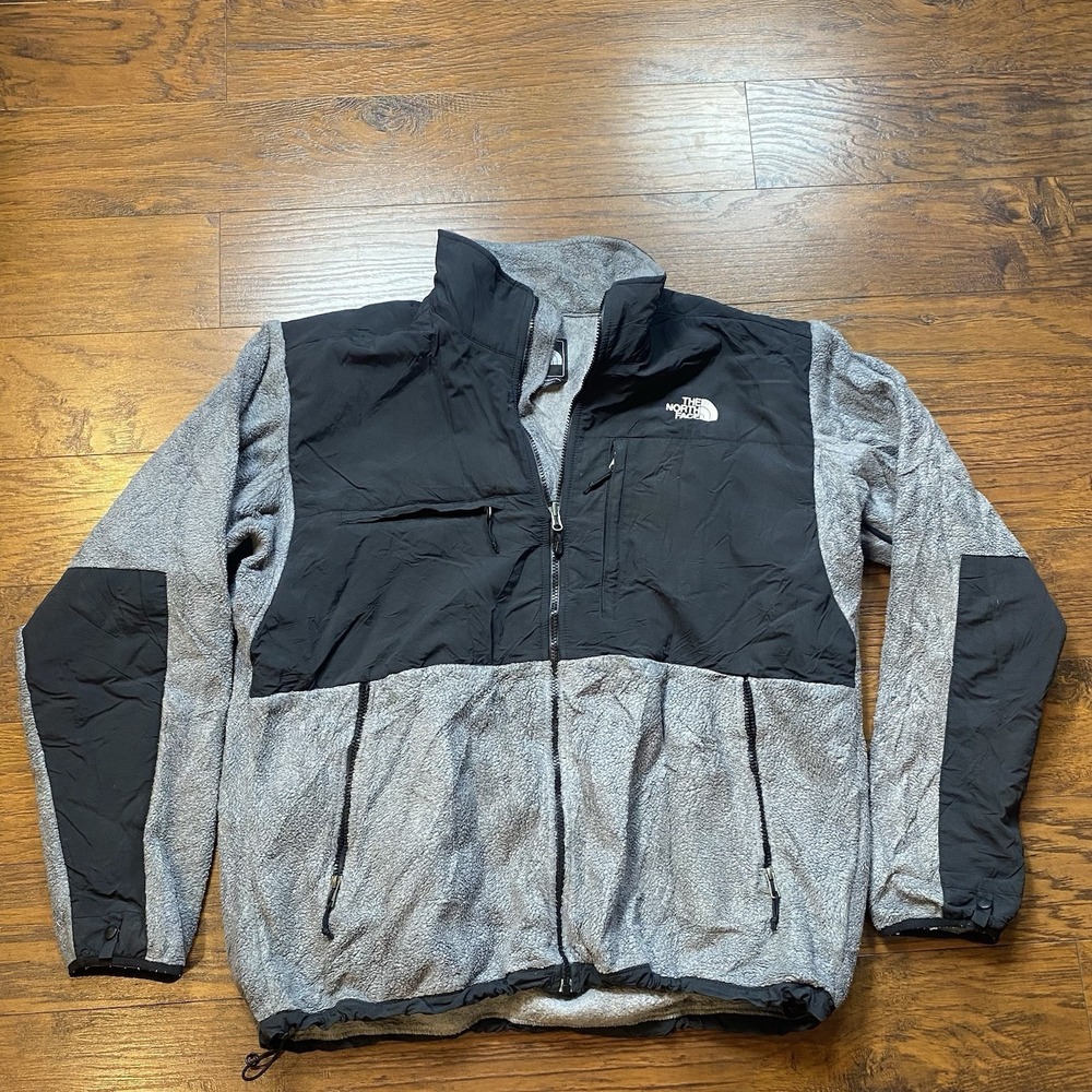The North Face Denali Fleece Jacket Mens XL Grey Black Full Zip Heavyweight